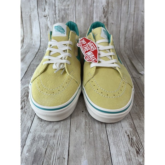 Size 10 - VANS Sk8-Low Checkerboard - Banana Cream “Yellow And Teal Vans” - Picture 3 of 15